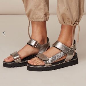 Whistles Pewter Noah Sporty Velcro Sandal 40 US 9 Leather Comfortable Platform